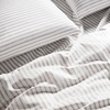 image:imageBrooklinen Sateen 4Pc Sheet Set HotelQuality Luxury  King White  Butterysoft 100 longstaple cotton sateen silky amp hotelquality softest sheets breathable amp durable cool amp luxuriousTandem Stripe Pebble