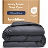 image:imageBrooklinen Sateen Duvet Cover HotelQuality Luxury  TwinTXL Abyss Blue  Silkysmooth 100 cotton sateen duvet cover soft amp hotelquality corner ties amp button closure secure your insertSlate