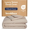 image:imageBrooklinen Sateen Duvet Cover HotelQuality Luxury  TwinTXL Abyss Blue  Silkysmooth 100 cotton sateen duvet cover soft amp hotelquality corner ties amp button closure secure your insertPebble