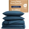 image:imageBrooklinen Sateen Duvet Cover HotelQuality Luxury  TwinTXL Abyss Blue  Silkysmooth 100 cotton sateen duvet cover soft amp hotelquality corner ties amp button closure secure your insertAbyss