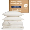 image:imageBrooklinen Sateen Duvet Cover HotelQuality Luxury  TwinTXL Abyss Blue  Silkysmooth 100 cotton sateen duvet cover soft amp hotelquality corner ties amp button closure secure your insertCream