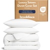 image:imageBrooklinen Sateen Duvet Cover HotelQuality Luxury  TwinTXL Abyss Blue  Silkysmooth 100 cotton sateen duvet cover soft amp hotelquality corner ties amp button closure secure your insertWhite