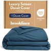 image:imageBrooklinen Sateen Duvet Cover HotelQuality Luxury  TwinTXL Abyss Blue  Silkysmooth 100 cotton sateen duvet cover soft amp hotelquality corner ties amp button closure secure your insertAbyss