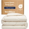 image:imageBrooklinen Sateen Duvet Cover HotelQuality Luxury  TwinTXL Abyss Blue  Silkysmooth 100 cotton sateen duvet cover soft amp hotelquality corner ties amp button closure secure your insertCream