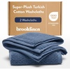 image:imageBrooklinen SuperPlush 100 Turkish Cotton Washcloths  Set of 2 White  Ultraplush 820 GSM Turkish cotton hand towels highly absorbent amp quickdrying soft durable amp machine washableAbyss Blue