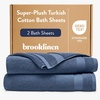 image:imageBrooklinen SuperPlush 100 Turkish Cotton Washcloths  Set of 2 White  Ultraplush 820 GSM Turkish cotton hand towels highly absorbent amp quickdrying soft durable amp machine washableAbyss Blue