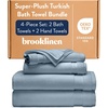 image:imageBrooklinen SuperPlush 100 Turkish Cotton Washcloths  Set of 2 White  Ultraplush 820 GSM Turkish cotton hand towels highly absorbent amp quickdrying soft durable amp machine washableStorm Blue