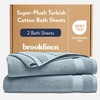 image:imageBrooklinen SuperPlush 100 Turkish Cotton Washcloths  Set of 2 White  Ultraplush 820 GSM Turkish cotton hand towels highly absorbent amp quickdrying soft durable amp machine washableStorm Blue
