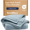 image:imageBrooklinen SuperPlush 100 Turkish Cotton Washcloths  Set of 2 White  Ultraplush 820 GSM Turkish cotton hand towels highly absorbent amp quickdrying soft durable amp machine washableStorm Blue