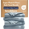 image:imageBrooklinen SuperPlush 100 Turkish Cotton Washcloths  Set of 2 White  Ultraplush 820 GSM Turkish cotton hand towels highly absorbent amp quickdrying soft durable amp machine washableStorm Blue