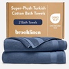 image:imageBrooklinen SuperPlush 100 Turkish Cotton Washcloths  Set of 2 White  Ultraplush 820 GSM Turkish cotton hand towels highly absorbent amp quickdrying soft durable amp machine washableAbyss Blue
