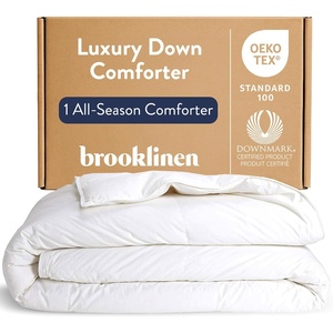 image:imageBrooklinen All Season Luxury Down Comforter 100 Natural Canadian Duck Down Duvet Insert  700 Fill Power 100 Cotton Shell Baffle Box Construction KingCali King Size Comforter  Allseason warmth from natural down in a 100 cotton shell bafflebox build stays fluffy amp even hotelquality comfortAllseason White