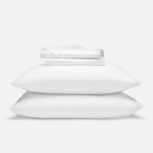 image:imageBrooklinen Sateen 4Pc Sheet Set HotelQuality Luxury  King White  Butterysoft 100 longstaple cotton sateen silky amp hotelquality softest sheets breathable amp durable cool amp luxuriousWhite