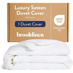 image:imageBrooklinen Sateen Duvet Cover HotelQuality Luxury  TwinTXL Abyss Blue  Silkysmooth 100 cotton sateen duvet cover soft amp hotelquality corner ties amp button closure secure your insertWhite