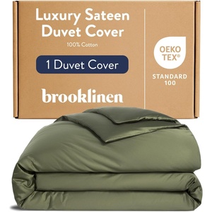 image:imageBrooklinen Sateen Duvet Cover HotelQuality Luxury  TwinTXL Abyss Blue  Silkysmooth 100 cotton sateen duvet cover soft amp hotelquality corner ties amp button closure secure your insertFresh Moss
