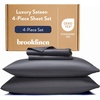 image:imageBrooklinen Percale 4Pc Sheet Set for Hot Sleepers  Full Abyss Blue  Cool crisp percale weave in 100 longstaple cotton breathable for hot sleepers machine washable lightweight amp durableSlate