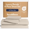 image:imageBrooklinen Percale 4Pc Sheet Set for Hot Sleepers  Full Abyss Blue  Cool crisp percale weave in 100 longstaple cotton breathable for hot sleepers machine washable lightweight amp durablePebble Beige