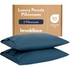 image:imageBrooklinen Percale Pillowcase Set Crisp amp Cooling  Standard Abyss  Set of 2 crisp 100 cotton percale pillowcases with a cool breathable weave gentle on skin amp hair soft amp durableAbyss