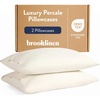 image:imageBrooklinen Sateen Pillowcase Set HotelQuality Luxury  Standard Cream  Set of 2 silky 100 cotton sateen pillowcases with a smooth breathable finish envelope closure keeps pillows tucked