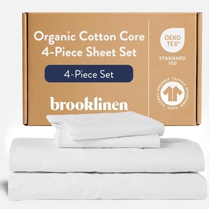 image:imageBrooklinen 4Pc Sheet Set Soft amp Durable Machine Washable  Full White  Soft durable 100 GOTScertified organic cotton bed sheets deep pockets fit most mattresses machine washableWhite