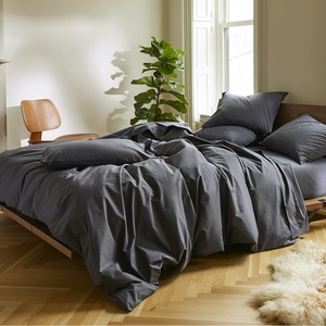 image:imageBrooklinen Luxury Sateen 4 Piece Sheet Set  100 Cotton King Size in Graphite  1 Fitted Sheet 1 Flat Sheet 2 Pillowcases  Best Luxury Sheets