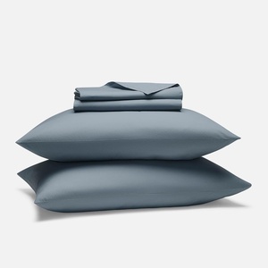image:imageBrooklinen Percale 4Pc Sheet Set for Hot Sleepers  Full Abyss Blue  Cool crisp percale weave in 100 longstaple cotton breathable for hot sleepers machine washable lightweight amp durableStorm Blue