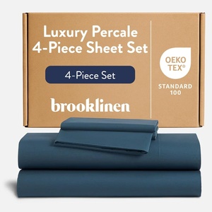 image:imageBrooklinen Percale 4Pc Sheet Set for Hot Sleepers  Full Abyss Blue  Cool crisp percale weave in 100 longstaple cotton breathable for hot sleepers machine washable lightweight amp durableAbyss
