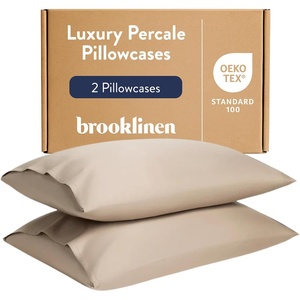 image:imageBrooklinen Percale Pillowcase Set Crisp amp Cooling  Standard Abyss  Set of 2 crisp 100 cotton percale pillowcases with a cool breathable weave gentle on skin amp hair soft amp durablePebble