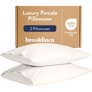 image:imageBrooklinen Percale Pillowcase Set Crisp amp Cooling  Standard Abyss  Set of 2 crisp 100 cotton percale pillowcases with a cool breathable weave gentle on skin amp hair soft amp durableCream