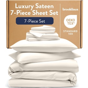 image:imageBrooklinen Sateen Duvet Cover HotelQuality Luxury  Twin White  Silkysmooth 100 cotton sateen duvet cover soft amp hotelquality machine washable soft amp luxurious breathableCream