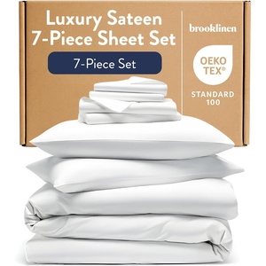 image:imageBrooklinen Sateen Duvet Cover HotelQuality Luxury  Twin White  Silkysmooth 100 cotton sateen duvet cover soft amp hotelquality machine washable soft amp luxurious breathableWhite