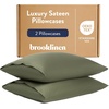 image:imageBrooklinen Luxe Sateen Pillowcase Set Luxury Softness  Standard AbyssFresh Moss